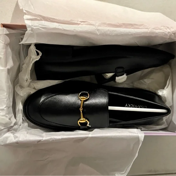 Black Loafers with Gold Detail - Picture 2 of 4